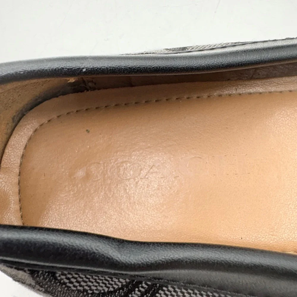 Coach‎ Odette Signature Jacquard Loafers Black Charcoal Driving Mocs A01921 8.5B